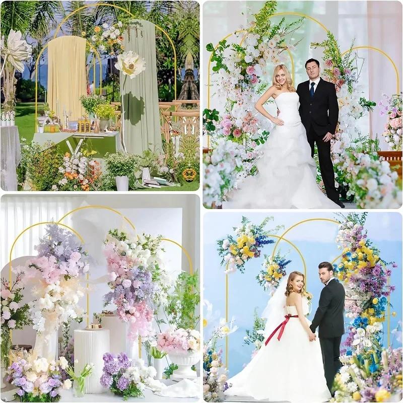 Hot 1PCS Gold Wedding Arch Stand, Party Decor Balloon Arch, 2025 New Frame Backdrop Holder Bracket,Size 4FT 5FT 6FT 6.6FT 7.2FT