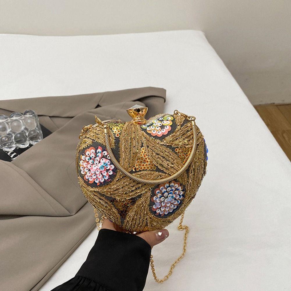 Glitzerndes Herzförmiges Handtaschen-Stickerei Damen-Kupplungstasche Pailletten-Abendbankett-Tasche Party