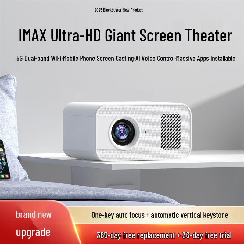 2025 High-Definition Home Theater Projector: Mobile Cast, 5G Ready for Bedrooms