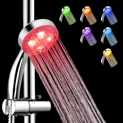 LED Shower Head 7 Colors Gradual Changing No Batteries 3 Colors Temperature Sensor Rainfall Top Spray Square Fixed Showerhead Ultra-Quiet