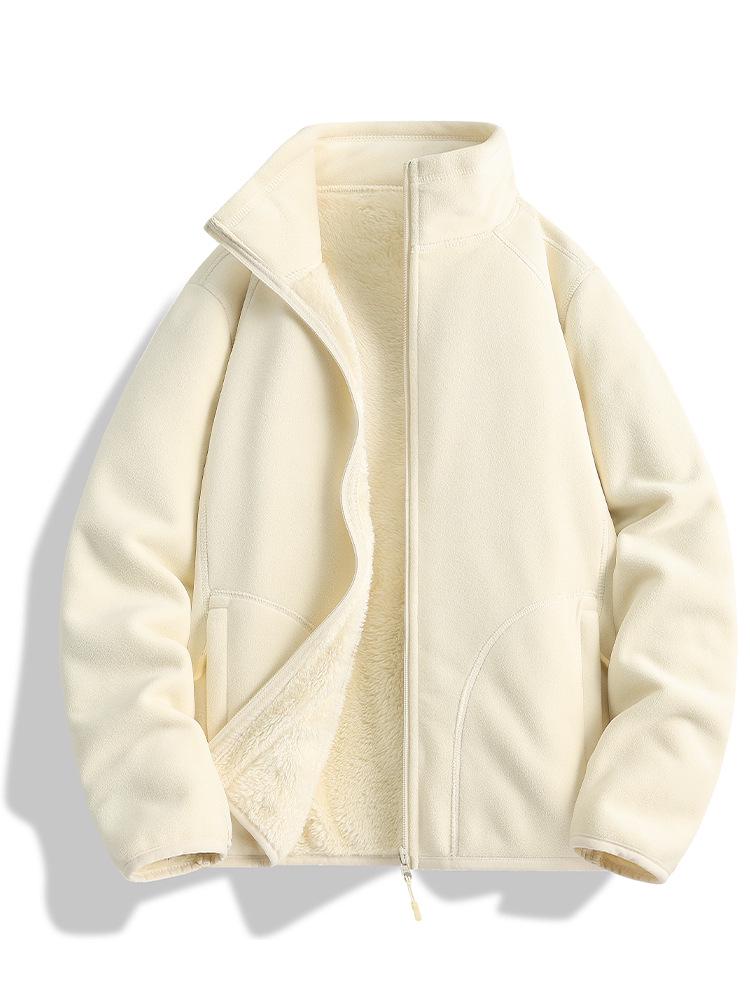 Unisex Fleecejacke mit Stehkragen - Lammfleece-Cardigan für Herbst und Winter, Kundenspezifisches Logo verfügbar