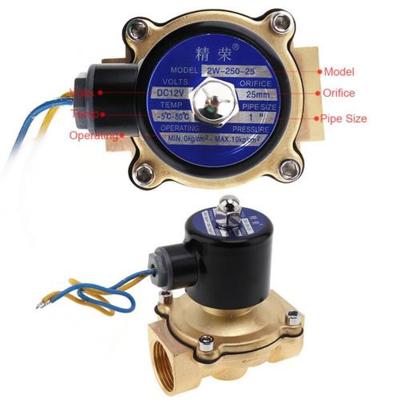 12V 1 Inch Brass Electric Solenoid Valve Magnetic Water Air Normally Closed