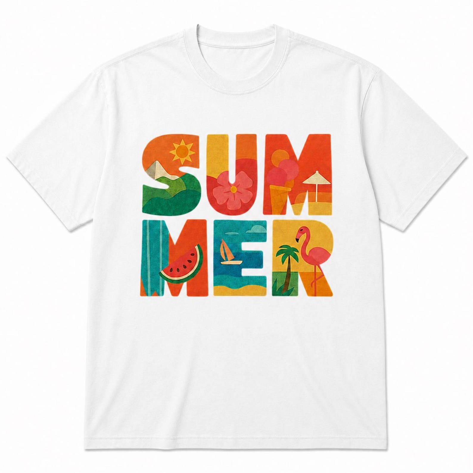 Retro Summer Vacation Graphic Tee, Tropical Beach Daisy Yellow Shirt S