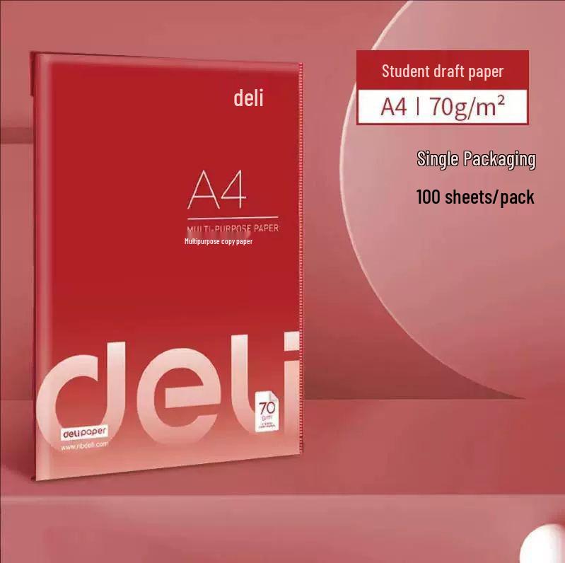 

Deli 70g A4 Multifunctional Paper 100 Sheets - Ideal for Printing, Photocopying, Drafting, and Drawing