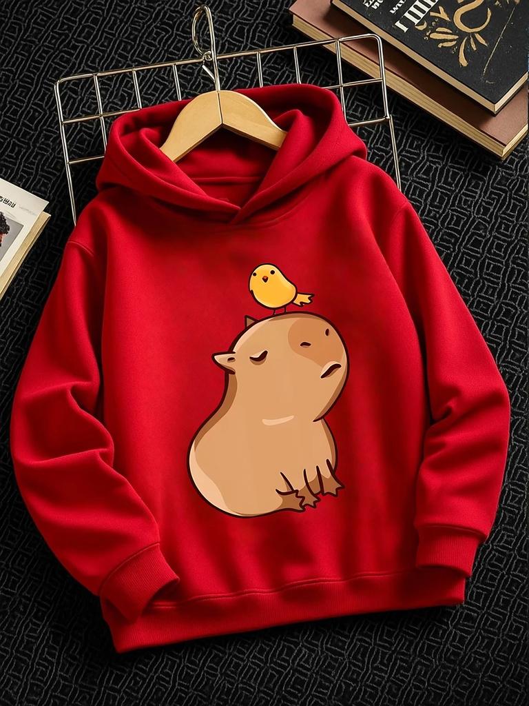 Kuscheliges Capybara Kinder Kapuzenshirt Sommer Süß Cartoon Rundhals Jungen Mädchen 3-14