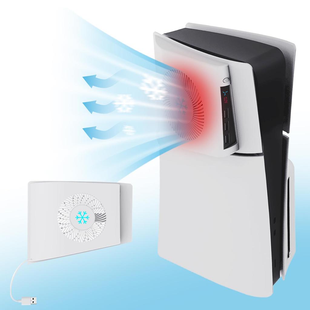 New PS5 Slim Cooling Fan for AriKroii PS5 Slim Cooling Fan Faceplate with Cooling Includes 2 USB Hubs for PS5 Heat Dissipation for PS5 Slim