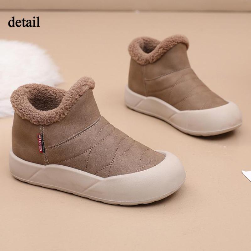 Ladies Winter Platform Snow Boots Anti Slip Warm Faux Fur Lining Ankle Booties Casual PU Leather Comfortable Fuzzy Walking Short Boots