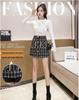 2025 Koreanischer Stil High Waist Tweed A-Linien Karorock für Damen - Herbst/Winter Kurzer Schlank machender Rock