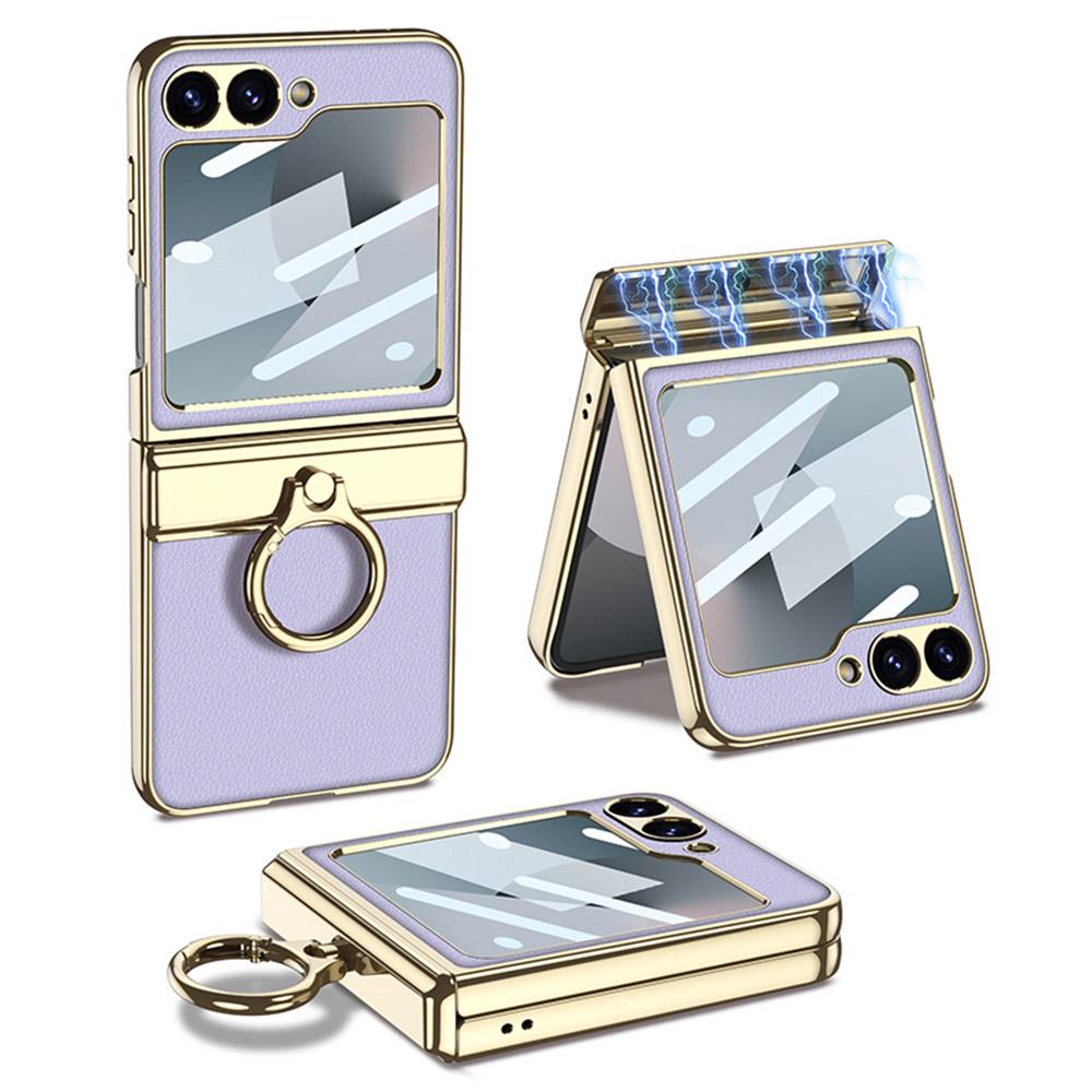 GKK For Samsung Galaxy Z Flip7 FE 5G/Z Flip6 5G Case PC+PU Kickstand Phone Cover