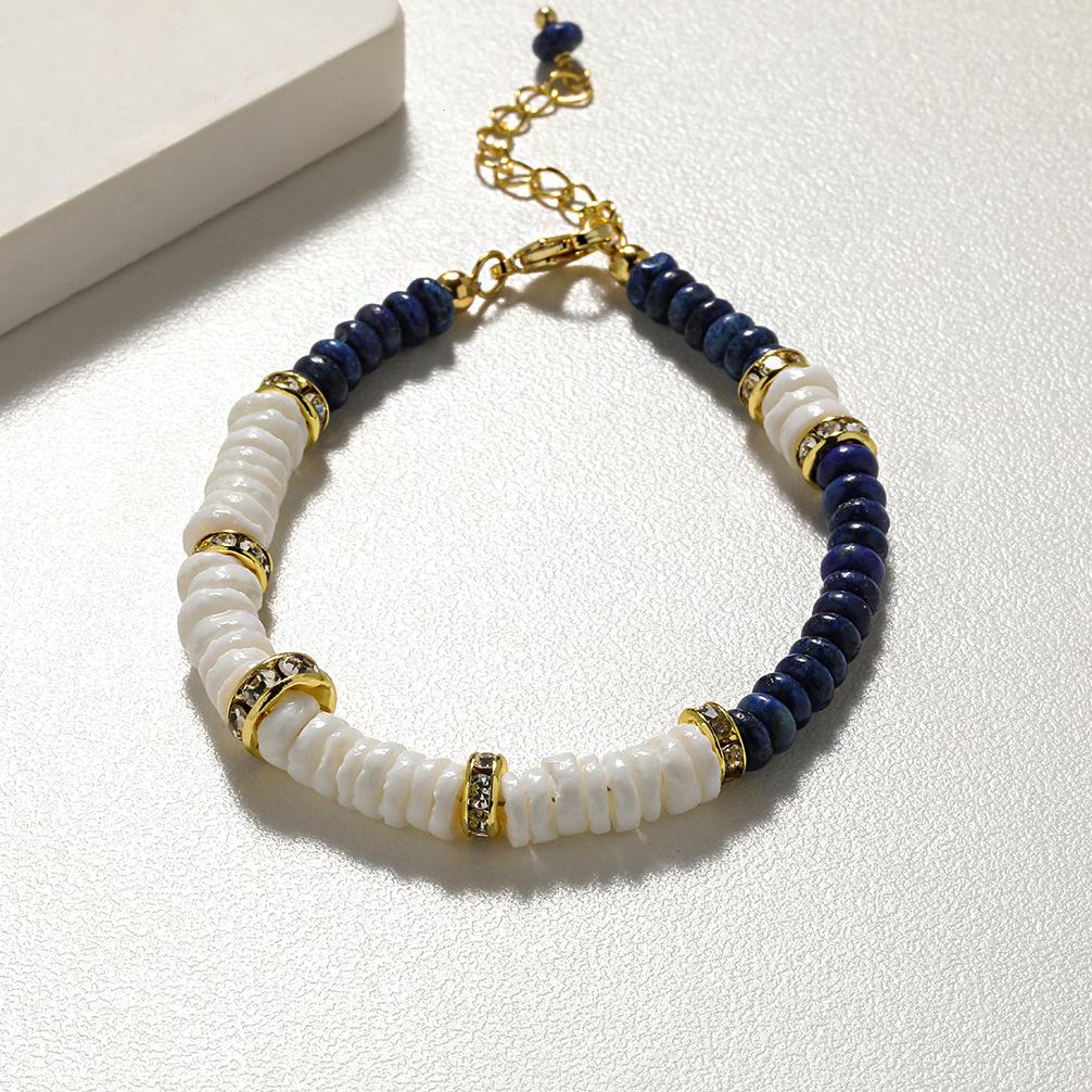 

Нишевый дизайн, натуральное лазуритовое лазурное ожерелье с золотыми бусинами, женская высокочувствительная многослойная ключичная цепочка