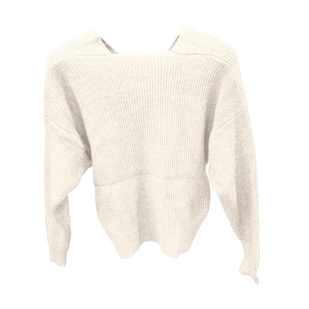 Women's Relaxed Patchwork V,neck Loose Long,sleeved Polyester Sweater