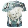 Summer New Wolf Pattern Digital Printed Short Sleeved Men's T-shirt Round Neck Slim Fit Couple Base Shirt