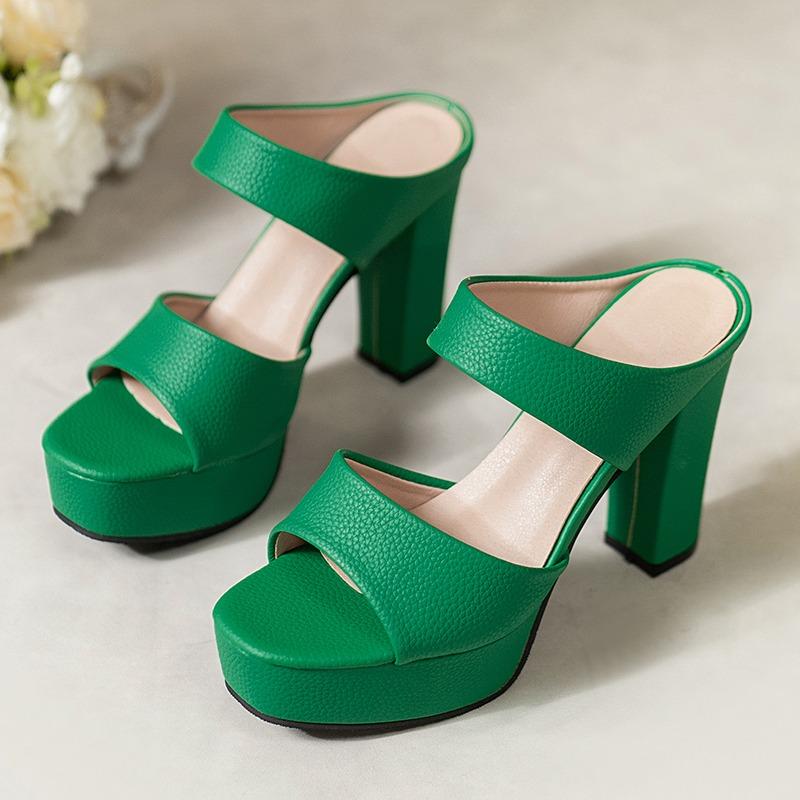 Fashion Summer New Coarse Heel Sandals Women Round Head Open Toe Waterproof Platform Anti-slip Wear-resistant High-heeled Slippers