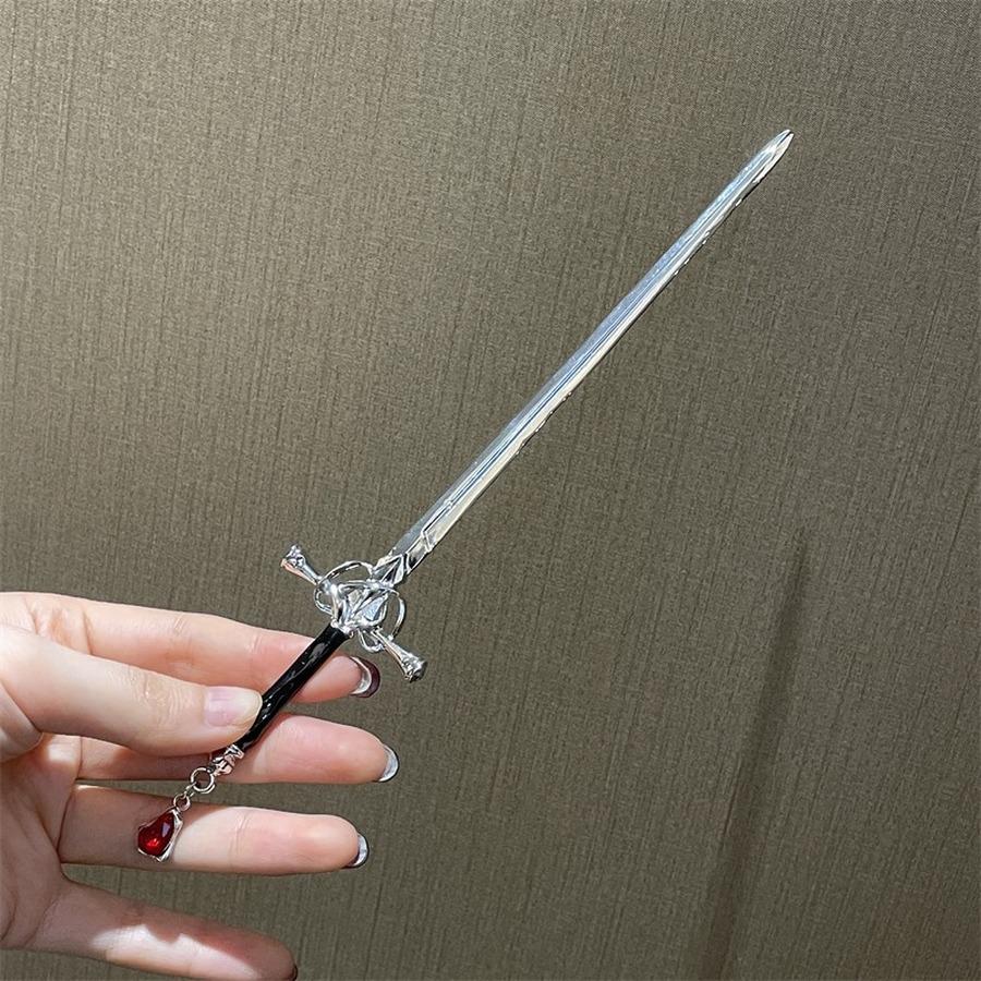 Lady Girl Chinese Cool Pendant Sword Hairpin Fashion Simple Modern Headdress Back of The Head Pan Hair Ornament