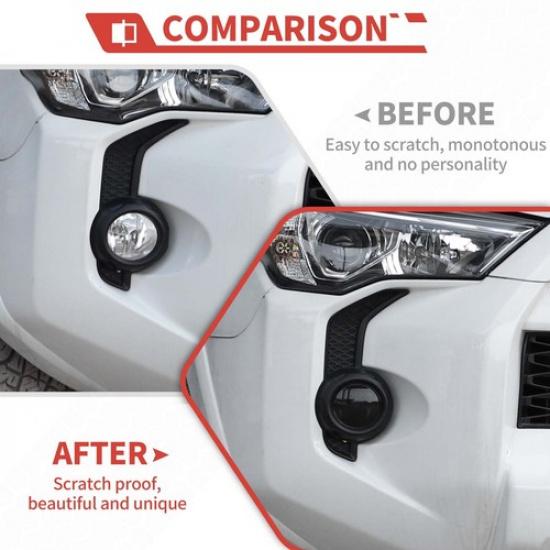 Front Fog Light Lamp Decoration Cover Trim Bezels for 4Runner 14+ Smoked Black