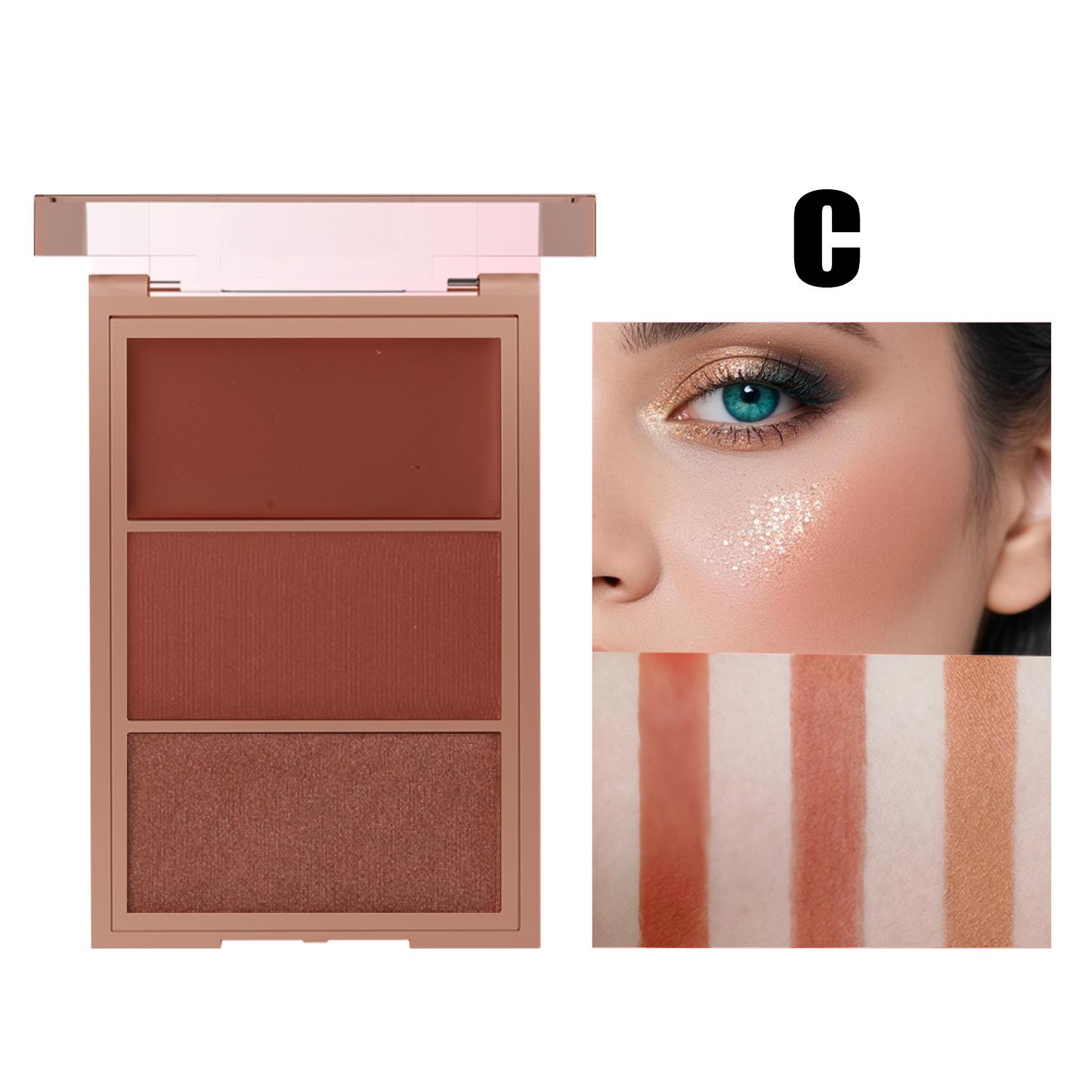 

Стойкие румяна для щек, палетка румян из трех цветов, натуральные матовые розовые хайлайтеры, макияж, косметическое средство для красоты C