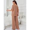 European and American loungewear set spring and autumn solid color short-sleeved pajamas pajamas two-piece nightwear