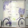 Fazenda Roxo Flor Fresca Lavanda Bicicleta Tule Cortinas de Janela Transparentes para Sala de Estar Quarto Tule Voile Cortinas Decoração