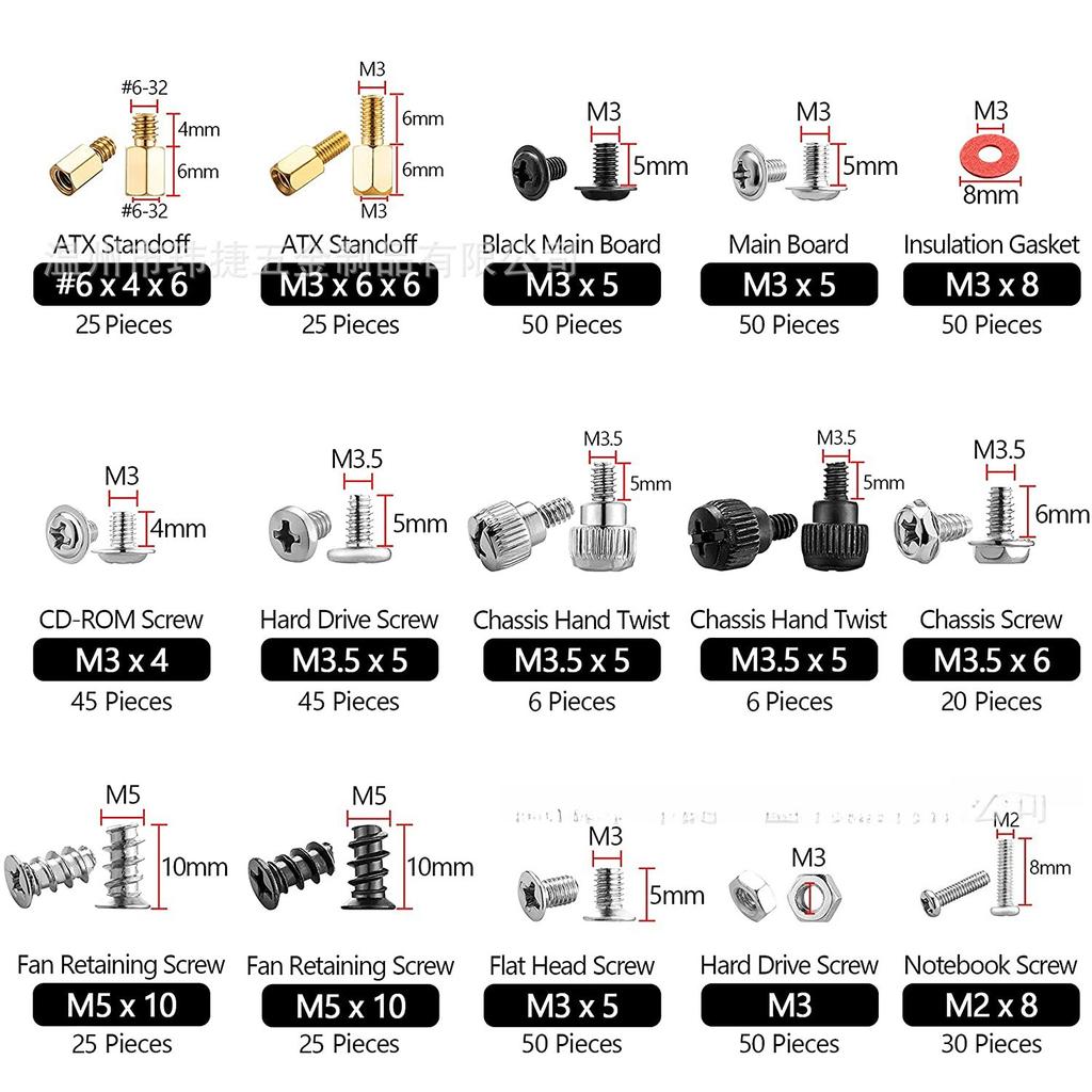 502Pcs Computer Repair Screws Kit Motherboard Standoff Screws Set PC Hardware Mounting Fastener Assortment Box