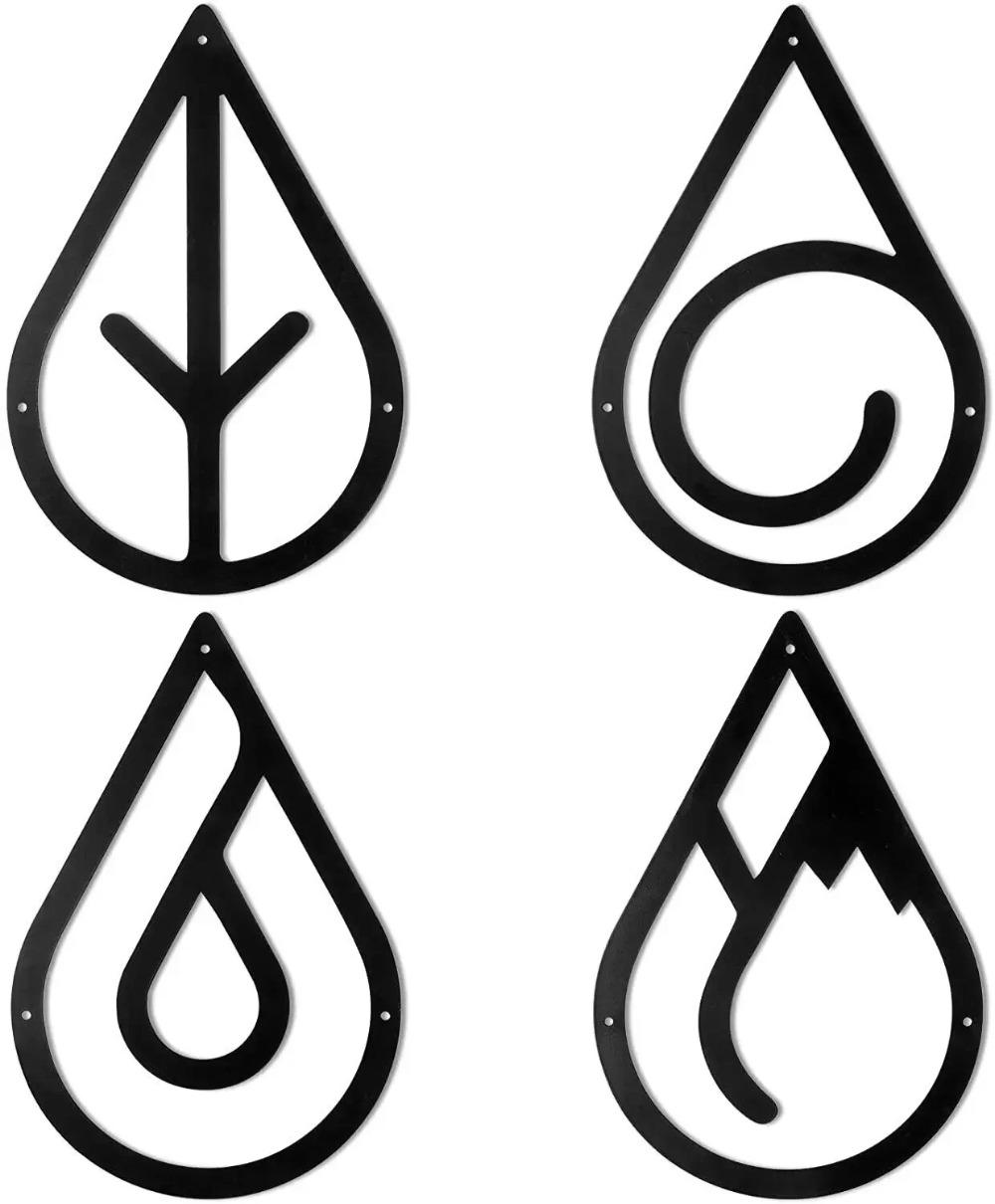 

Металлическое настенное искусство Four Elements, черный металлический настенный декор, подвесные элементы с изображением Земли, стильный и уникальный металлический декор чёрный