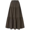 Women's Casual Long Skirts Solid Color Pleated Big Hem Elastic Waist Loose Fit Skirts, Simple Style Bottoms