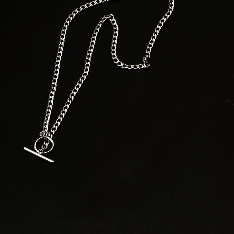 Trendy Double-Layer Hip-Hop Necklace for Men & Women - OT Buckle Choker & Sweater Chain