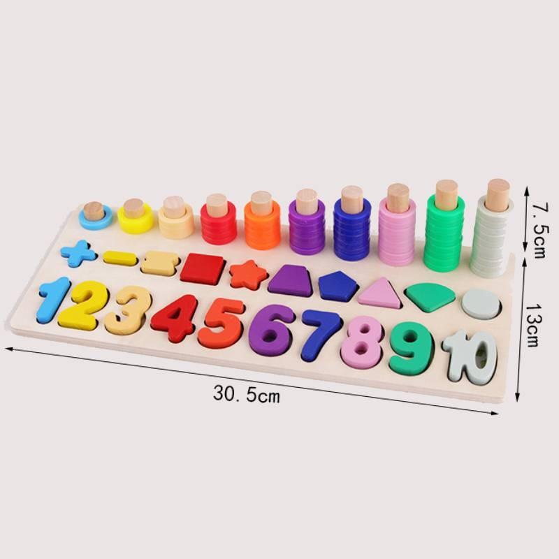

Wooden Number Shape Three In One Counting Board Early Education Toy For Children