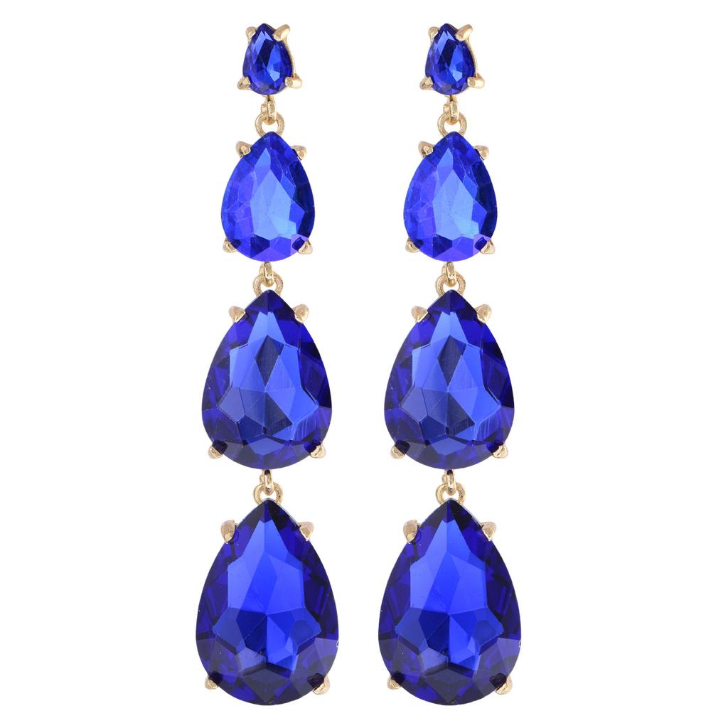 Luxury Teardrop Long Earrings Full Rhinestone Exaggerated Dangle Earrings Fashionable Elegant Versatile Jewelry For Women
