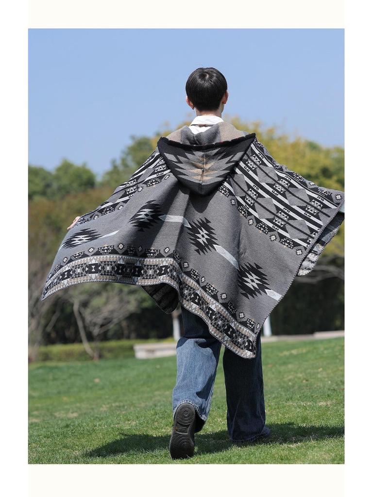 Men's & Women's Hooded Shawl Cape Cloak - Spring/Summer Scarf, Yunnan Xinjiang Tibet Style