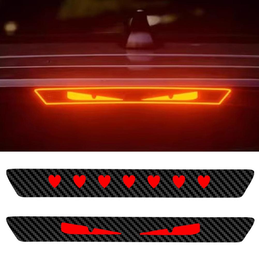 Monster Eyes Car Rear Light Sticker Cartoon Devil Eyes Tail Light Decal Carbon Fiber Pattern Transparent Night Projection