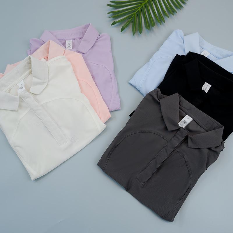 Women's Quick-Dry Polo Shirt - Breathable Moisture-Wicking Knit for Yoga & Fitness