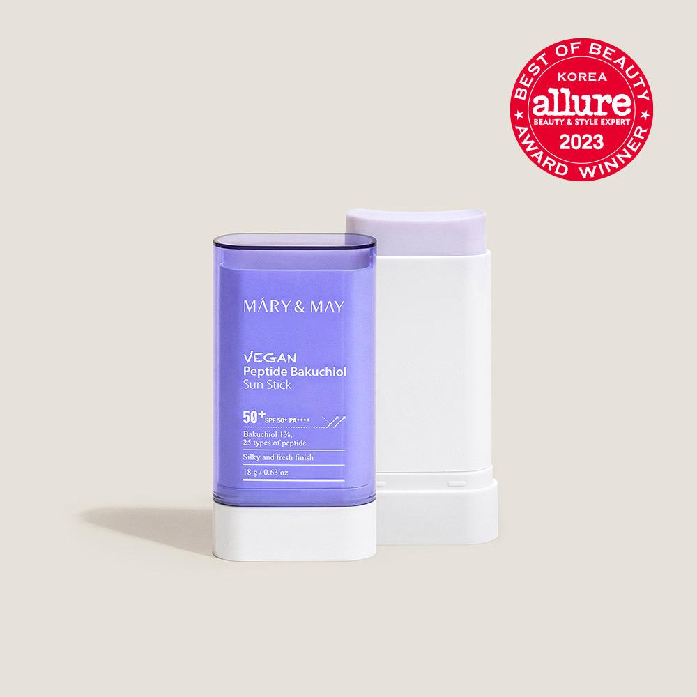 Mary&May Vegan Peptide Bakuchiol Sun Stick SPF50+ PA++++ 18g - UV Shield Defence, Korean
