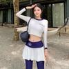 Summer Retro Long Sleeve Crop Top: European & American Streetwear Beach Swimwear