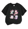 Kids Boys Girls 100% Cotton Crew Neck Short Sleeve T-Shirt, Cute Cartoon Dinosaur Unicorn Cat Mermaid Print Casual Soft Tee for Children Daily Wear