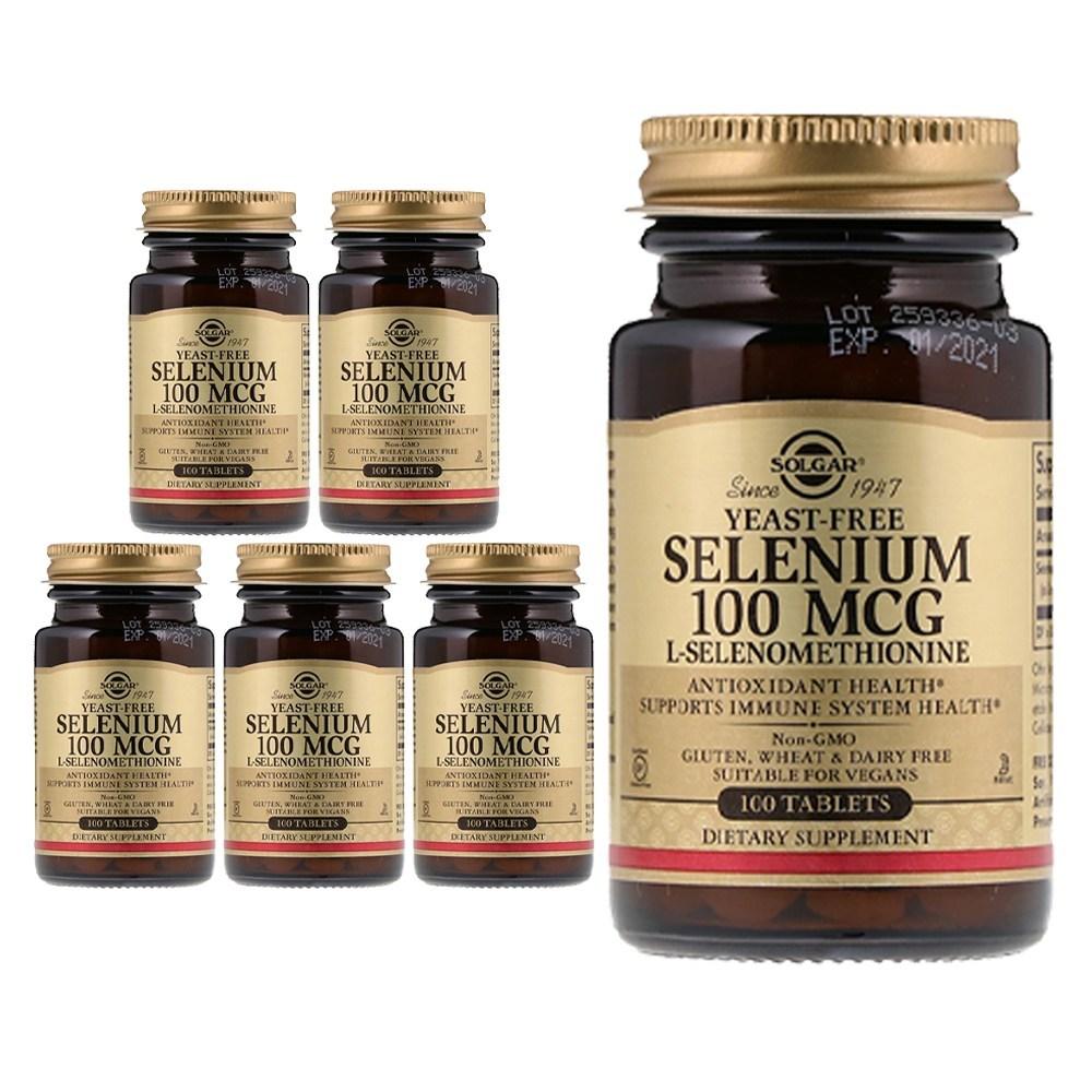 Solgar Yeast Free Selenium 100mcg 100 Tablets 100mcg 100tabs - 6 pcs