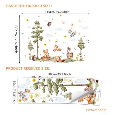 Wall Sticker Cartoon Animals Wall Decal for Cabinet Children's Room Cupboard