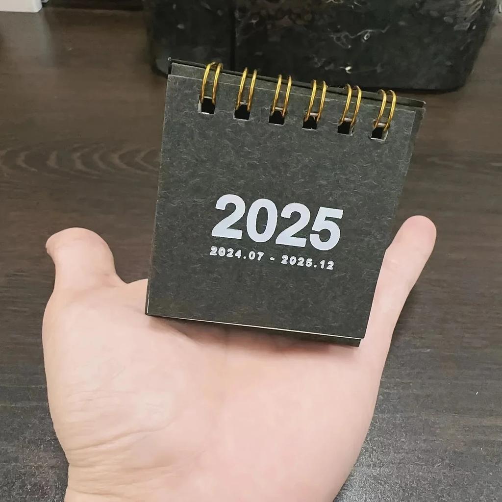 2025-2025 Simple Solid Color Mini Desktop Paper Calendar Dual Daily Scheduler Table Planner Yearly Agenda Organizer