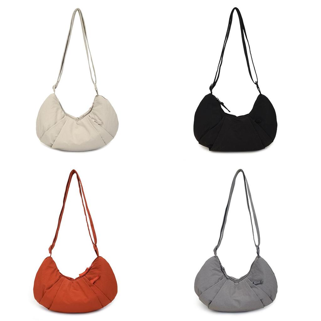 Borsa a tracolla casual in nylon da donna con chiusura a cerniera e tasca per telefono