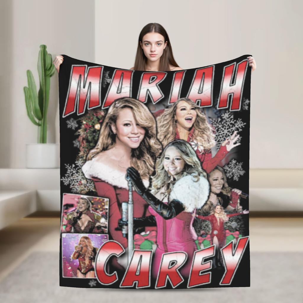 Mariah Carey Christmas Super Warm Blanket Camping Plush Throw Blanket Funny Home Decor Flannel Bedspread Sofa Bed Cover