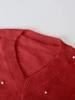 2025 Autumn/Winter European & American V-neck Beaded Women's Knitwear Sweater