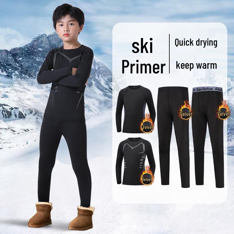 Children's Quick-Dry Warm Ski Base Layer Set for Winter Sports