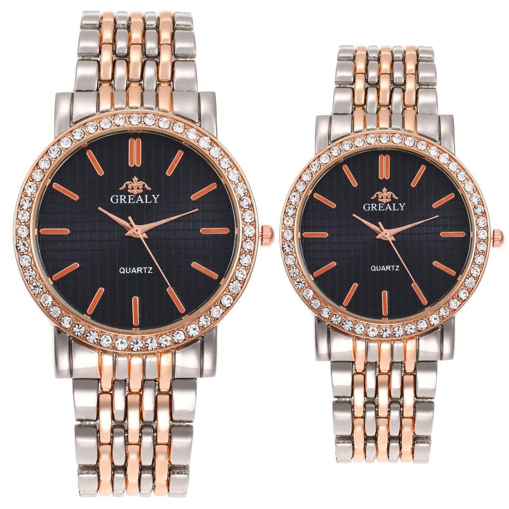 High-End Fashion Steel Band Diamond Inlaid Unisex Couple Quartz Watches