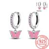 Pink Series Romantic Flower Butterfly Unicorn Tulip Geometry 925 Silver Earrings Boutique Fine Jewelry Gifts for Women