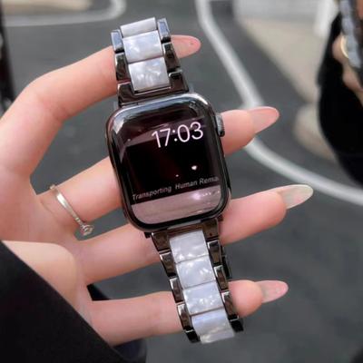 Banda de Acero Inoxidable+Resina para Apple Watch 10 42mm 46 Ultra 2 49mm Pulsera para Mujer para IWatch 9 8 7 6 5 4 se 40mm 38mm 41 45 44mm