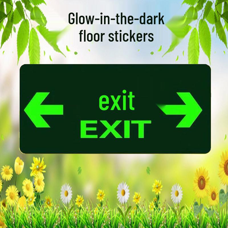 Safety Exit PVC Luminous Floor Sticker - Caution Slippery Steps & Fire Sign