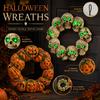 Halloween Skull Wreath Hanging Decoration with LED Light Up Eyes for Door Wall Indoor Outdoor Display Festival Party Decor