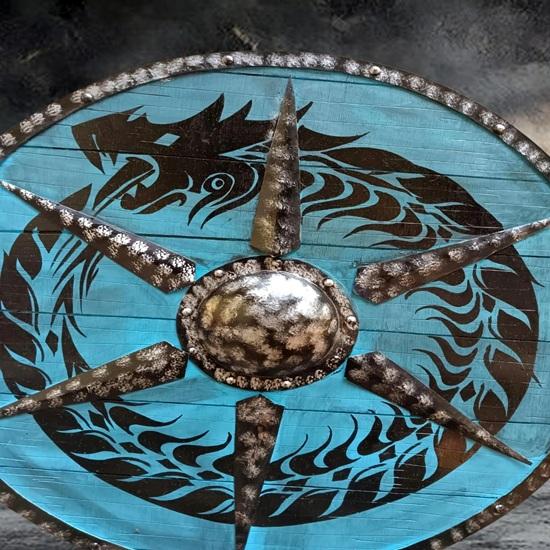 60,96 cm Dřevěný bitvami zkoušený vikingský štít Válečný štít Starověká válka Kulatý štít Nejlepší dárek Dekorativní