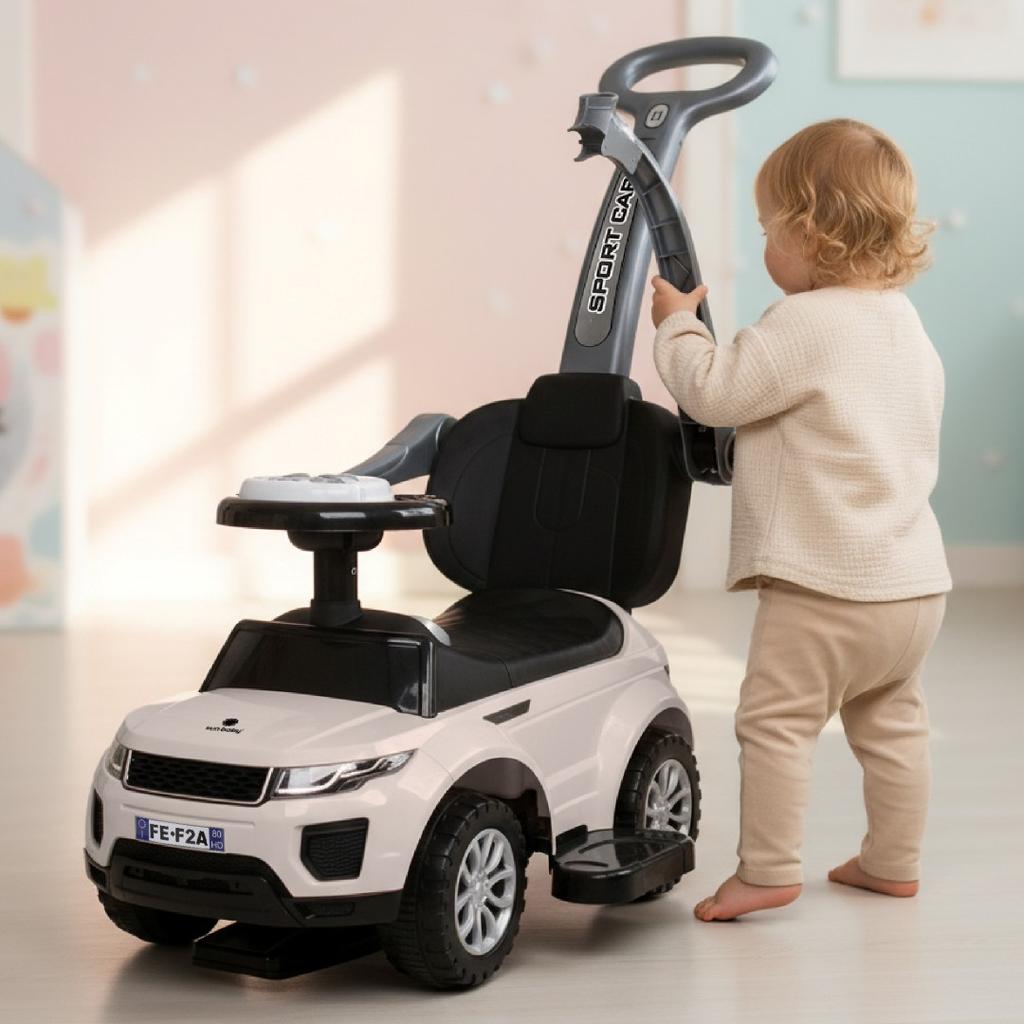 Jeździk Pchacz Chodzik Dla Dziecka Z Rączką I Obejmą Sport Car Biały