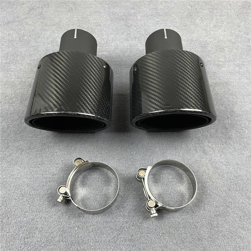 Exhaust Pipe Muffler Tip Out 105*130mm Car Universal Exhaust System Accessories Glossy Black Nozzles Tailpipe