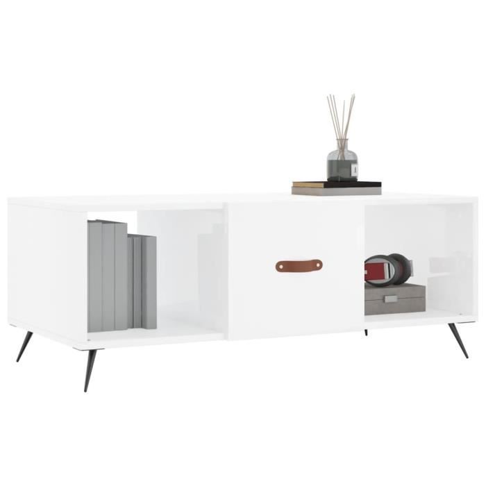 VidaXL Table basse Blanc brillant 102x50x40 cm Bois d'ingénierie 829270